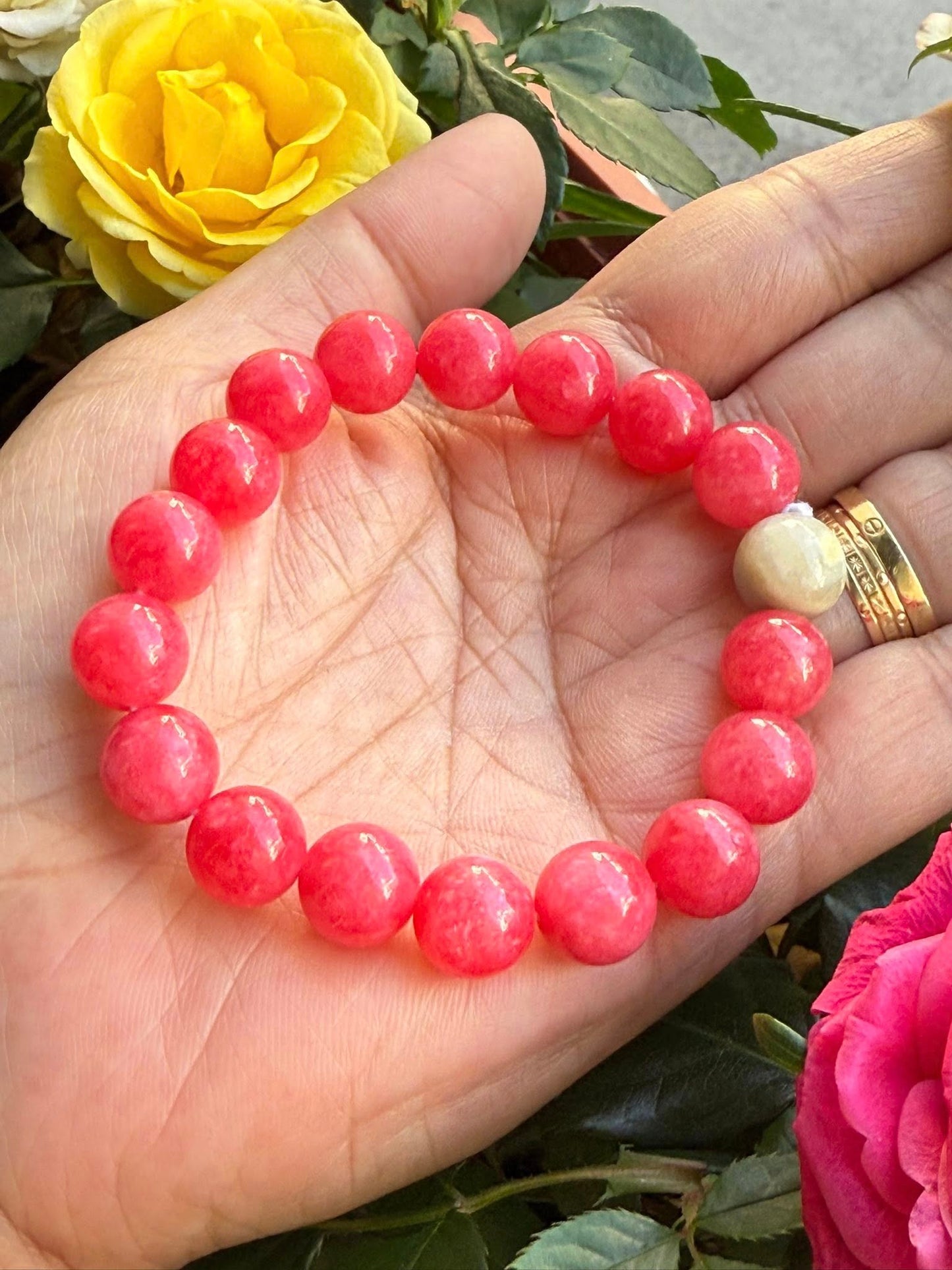 Rhodochrosite Jade Shaded Round Smooth 10mm