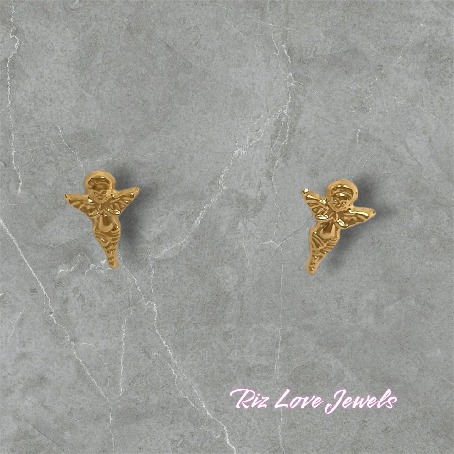 18K Real Gold Angel Earrings
